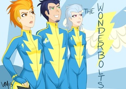 Size: 1200x849 | Tagged: safe, artist:emberfan11, fleetfoot, soarin', spitfire, human, g4, humanized, wonderbolts