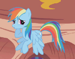 Size: 400x312 | Tagged: safe, screencap, rainbow dash, pegasus, pony, g4, season 1, the ticket master, animated, female, gif, hover flutter, solo