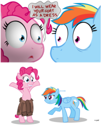 Size: 1000x1247 | Tagged: safe, artist:wingbeatpony, pinkie pie, rainbow dash, fanfic:cupcakes, g4, bait and switch, comic, everything went better than expected, pun