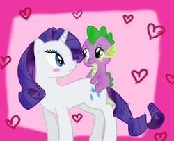 Size: 724x589 | Tagged: safe, artist:snugglefingers, rarity, spike, g4, female, male, ship:sparity, shipping, straight