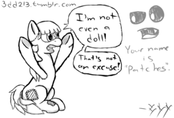 Size: 1180x800 | Tagged: safe, artist:3dd213, oc, oc only, oc:patches, 30 minute art challenge, non-mlp oc