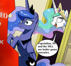 Size: 750x700 | Tagged: safe, artist:johnjoseco, princess celestia, princess luna, g4, ashens, exploitable meme, meme, neo geo celestia