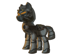 Size: 1032x774 | Tagged: safe, artist:stein-vs, oc, oc only, oc:steelhooves, earth pony, pony, fallout equestria, armor, fanfic, fanfic art, gun, machine gun, male, power armor, powered exoskeleton, simple background, solo, stallion, transparent background, weapon
