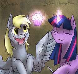 Size: 949x900 | Tagged: safe, artist:aeritus, artist:superedit, edit, derpy hooves, twilight sparkle, alicorn, pony, g4, female, lesbian, levitation, magic, mare, muffin, scalpel, ship:twerpy, shipping, snot, stitches, teeth, telekinesis, twilight sparkle (alicorn)