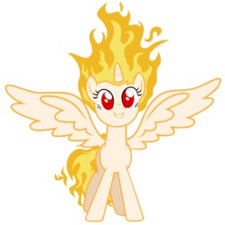 Size: 1196x1200 | Tagged: safe, artist:mlartspecter, twilight sparkle, alicorn, pony, rapidash, g4, cute, female, grin, happy, mane of fire, mare, rapidash twilight, red eyes, simple background, smiling, spread wings, story in the comments, transparent background, twiabetes, twilight sparkle (alicorn), vector