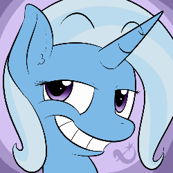 Size: 500x500 | Tagged: safe, artist:lamia, trixie, pony, unicorn, g4, animated, eyebrow wiggle, eyebrows, female, gif, grin, looking at you, mare, one eye closed, solo, wink, winking at you