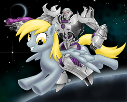 Size: 3000x2400 | Tagged: safe, artist:ciarra, derpy hooves, pegasus, pony, g4, female, mare, megatron, transformers