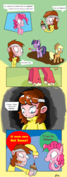 Size: 1000x2638 | Tagged: safe, artist:thewormouroboros, applejack, big macintosh, pinkie pie, twilight sparkle, earth pony, human, pony, g4, comic, cupcake, male, stallion