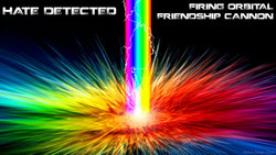 Size: 900x506 | Tagged: safe, barely pony related, orbital friendship cannon, rainbow beam, sonic rainboom