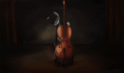 Size: 1800x1059 | Tagged: dead source, safe, artist:netkarma, octavia melody, earth pony, pony, g4, bipedal, cello, female, musical instrument, solo