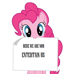 Size: 638x699 | Tagged: safe, pinkie pie, g4, exploitable, exploitable meme, nirvana, pinkie's note meme, smells like teen spirit, song reference