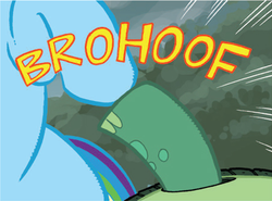 Size: 457x338 | Tagged: safe, artist:tony fleecs, idw, official comic, rainbow dash, tank, g4, micro-series #2, my little pony micro-series, hoofbump