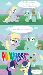 Size: 2260x3954 | Tagged: safe, artist:t-3000, bon bon, derpy hooves, lyra heartstrings, sweetie drops, twilight sparkle, alicorn, pony, g4, alicornified, bipedal, bon bon is not amused, comic, ice cream, muffin queen, race swap, twilight sparkle (alicorn)