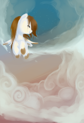 Size: 2000x2900 | Tagged: safe, artist:fikakorv, oc, oc only, pony, cloud, cloudy, flying, solo