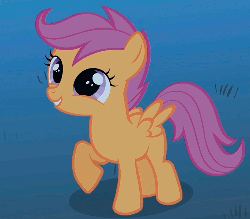 Size: 500x439 | Tagged: safe, screencap, scootaloo, pegasus, pony, g4, owl's well that ends well, animated, blank flank, blinking, cropped, cute, cutealoo, female, filly, foal, loop, raised hoof, solo, spread wings, wings