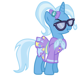 Size: 3000x3000 | Tagged: safe, artist:luuandherdraws, trixie, g4, alternate hairstyle, camping outfit, clothes, dress, simple background, sunglasses, transparent background, vector