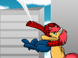 Size: 800x600 | Tagged: safe, artist:askspiderpony, oc, oc only, oc:vixy hooves, male, spider-man, spider-pony