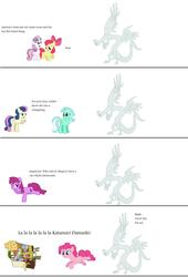 Size: 1424x2100 | Tagged: safe, apple bloom, berry punch, berryshine, bon bon, discord, lyra heartstrings, pinkie pie, sweetie belle, sweetie drops, g4, comic, katamari damacy