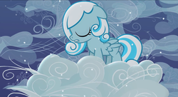 Size: 1360x738 | Tagged: safe, artist:sfs animation, oc, oc only, oc:snowdrop, pegasus, pony, snowdrop (animation), cloud, cute, filly, hnnng, liquid pride, on a cloud, sillyfillystudios, snow, snowfall, standing on a cloud