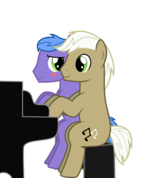 Size: 1280x1548 | Tagged: safe, artist:toughbluff, frederic horseshoepin, parish nandermane, earth pony, pony, g4, blushing, gay, male, nandershoepin, shipping, simple background, stallion, transparent background, vector