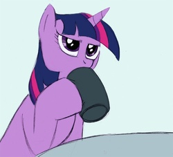 Size: 704x640 | Tagged: safe, artist:itena, twilight sparkle, pony, g4, coffee, female, reaction image, solo