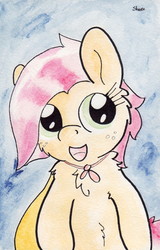 Size: 732x1143 | Tagged: safe, artist:slightlyshade, babs seed, pony, g4, cape, clothes, female, solo, traditional art