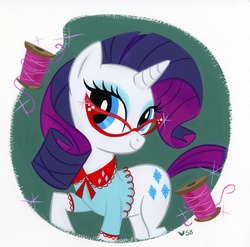 Size: 753x743 | Tagged: safe, artist:stephaniebuscema, rarity, pony, g4, female, glasses, solo