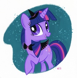Size: 756x763 | Tagged: safe, artist:stephaniebuscema, twilight sparkle, pony, g4, cape, clothes, female, hat, solo, witch hat