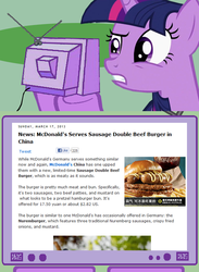 Size: 563x771 | Tagged: safe, twilight sparkle, g4, china, exploitable meme, food, mcdonald's, tv meme