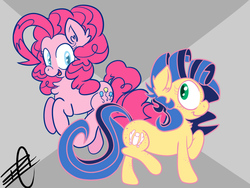 Size: 800x600 | Tagged: safe, artist:palenarrator, pinkie pie, oc, oc:milky way, pony, g4, chest fluff, female, mare