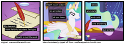 Size: 1200x420 | Tagged: safe, princess celestia, alicorn, pony, g4, a softer world, comic, female, mare