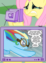 Size: 563x771 | Tagged: safe, artist:tony fleecs, idw, official comic, fluttershy, rainbow dash, g4, micro-series #2, my little pony micro-series, spoiler:comic, exploitable meme, fluttercry, tv meme