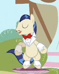 Size: 498x625 | Tagged: safe, screencap, horte cuisine, savoir fare, pony, g4, magical mystery cure, animated, bipedal, dancing, male, solo, waiter