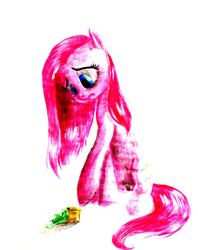 Size: 1095x1382 | Tagged: safe, artist:my-magic-dream, pinkie pie, earth pony, pony, g4, female, mare, pinkamena diane pie, sad, solo