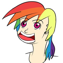 Size: 625x624 | Tagged: safe, artist:captainstonebelly, rainbow dash, human, g4, humanized, hurr durr, solo