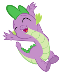 Size: 1763x2106 | Tagged: safe, artist:qtmarx, spike, dragon, g4, arms in the air, eyes closed, simple background, solo, transparent background