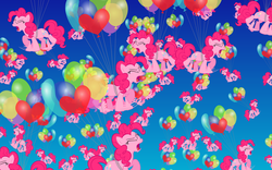 Size: 1440x900 | Tagged: safe, artist:qtmarx, pinkie pie, g4, balloon, multeity, then watch her balloons lift her up to the sky