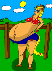 Size: 1024x1408 | Tagged: safe, artist:christjackson, applejack, earth pony, anthro, g4, pregnant