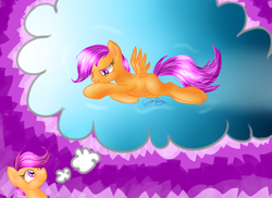 Size: 2200x1600 | Tagged: safe, artist:viloyre, scootaloo, g4, daydream, flying