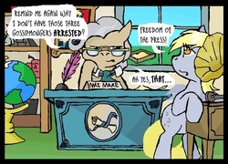 Size: 500x360 | Tagged: safe, artist:owlor, derpy hooves, mayor mare, pegasus, pony, from the desk of mayor mare, g4, female, gramophone, mare