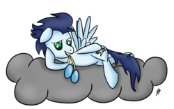 Size: 3212x2000 | Tagged: safe, artist:pancake-ss, soarin', pegasus, pony, g4, cloud, male, simple background, solo, spread wings, stallion, transparent background, wings