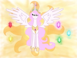 Size: 638x479 | Tagged: safe, artist:xxforgottenmelodyxx, princess celestia, pony, g4, element of magic, elements of harmony, female, solo