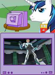 Size: 344x466 | Tagged: safe, shining armor, g4, andrew francis, disney, exploitable meme, max steel, tv meme, voice actor joke