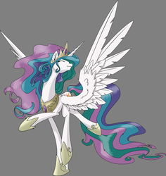 Size: 1360x1439 | Tagged: safe, artist:bork88, artist:jackjacko-eponymous, princess celestia, pony, g4, female, happy, skipping, solo, vector