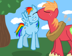 Size: 371x290 | Tagged: safe, artist:ixtaek, big macintosh, rainbow dash, earth pony, pony, g4, duo, male, nuzzling, ship:rainbowmac, shipping, stallion, straight