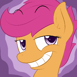 Size: 500x500 | Tagged: safe, artist:lamia, scootaloo, g4, animated, eyebrow wiggle, eyebrows, female, gif, looking at you, one eye closed, smiling, smirk, smug, wink, winking at you