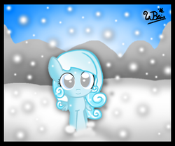 Size: 705x589 | Tagged: safe, artist:neoncabaret, oc, oc only, oc:snowdrop, earth pony, pony, female, filly, snow, snowfall, solo