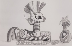 Size: 2641x1665 | Tagged: safe, artist:kapitanazot, zecora, zebra, g4, traditional art