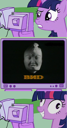 Size: 563x1078 | Tagged: safe, twilight sparkle, g4, closing logo, d, derp, exploitable meme, guo xiang, tv logo, tv meme, twilight snapple, vanity plate, vid