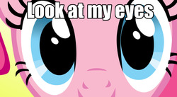 Size: 900x493 | Tagged: safe, pinkie pie, g4, blue eyes, bronybait, cute, diapinkes, eyes, hypnosis, hypnosis ponies, party